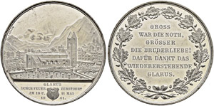 GLARUS - Zinnmedaille 1861. Auf den grossen ... 