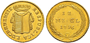 LUZERN - 12 Münzgulden (Dublone) 1796. 7.64 ... 