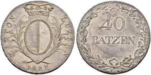 LUZERN - 40 Batzen (Neutaler) 1817. 29.45 g. ... 