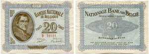 Banque Nationale de Belgique.  - 20 Francs ... 