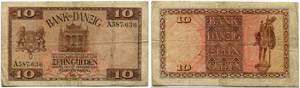 Bank von Danzig.  - 10 Gulden 1924, 10. ... 