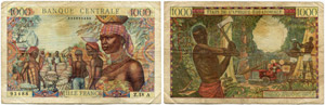 1000 Francs o. J. / ND (1963).  Pick 5e. Kl. ... 