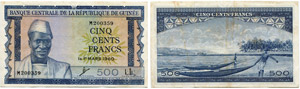 Republik - Lot 1960, 1. März. 500 Francs & ... 