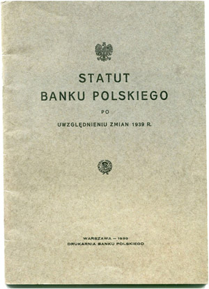 Varia.  - 1939. Statut Banku Polskiego, poi ... 