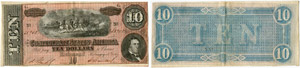 Confederates States Notes - Lot (1864). 10 ... 