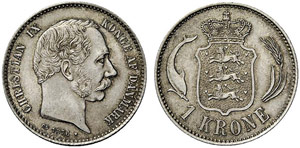 DÄNEMARK - Christian IX. 1863-1906. 1 Krone ... 