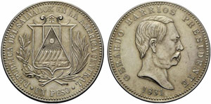 EL SALVADOR - Republik. Pattern-Peso 1861. ... 