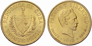 KUBA - Republik. 20 Pesos 1915. 33,43 g. Fr. ... 