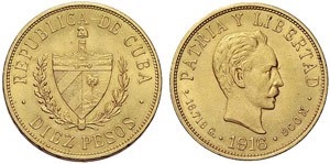 KUBA - Republik. 10 Pesos 1916. 16,72 g. Fr. ... 
