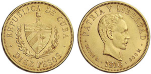 KUBA - Republik. 10 Pesos 1916. 16,70 g. Fr. ... 