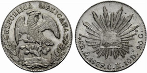 MEXIKO - Republik. 8 Reales 1869, Mexiko. ... 