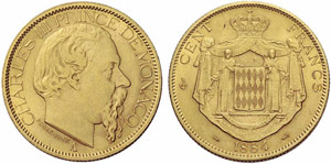 MONACO - Charles III. 1856-1889. 100 Francs ... 