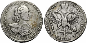 RUSSLAND - Peter I. 1682-1725. Rubel 1719 ... 