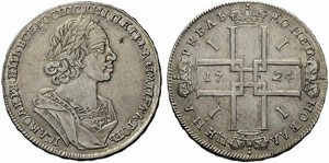 RUSSLAND - Peter I. 1682-1725. Rubel 1724, ... 