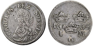 SCHWEDEN - Karl XI. 1660-1697. 1 Mark 1665. ... 