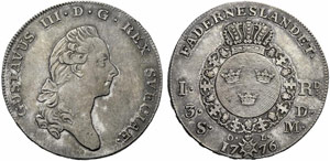 SCHWEDEN - Gustav III. 1771-1792. Taler ... 