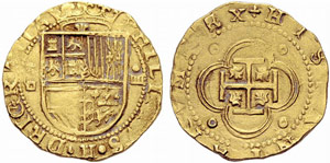 SPANIEN - Felipe II. 1556-1598. 4 Escudos o. ... 