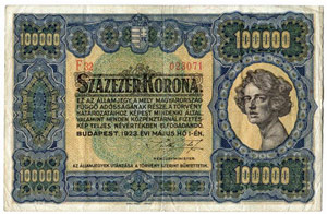 UNGARN - Banknoten - 100000 Korona 1.5.1923. ... 