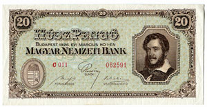 UNGARN - Banknoten - 20 Pengö 1.3.1926. ... 