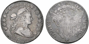 USA - ½ Dollar 1805. 13,28 g. Sehr schön.