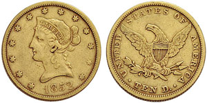 USA - 10 Dollars 1852, Philadelphia. 16,50 ... 