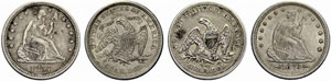USA - Lot 25 Cents 1857 & 1873-S. Sehr ... 
