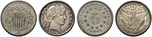 USA - 5 Cents 1868. 5,01 g. Vorzüglich-FDC.