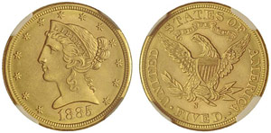 USA - 5 Dollars 1885-S. NGC „MS64„. FDC.