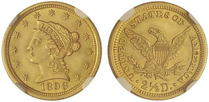 USA - 2 ½ Dollars 1898. NGC „MS64„. FDC.