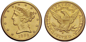 USA - 5 Dollars 1899 S. Liberty. 8,35 g. Fr. ... 