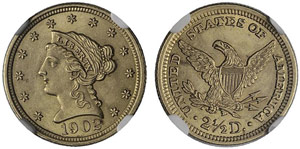 USA - 2 ½ Dollars 1902. NGC „MS64„. FDC.
