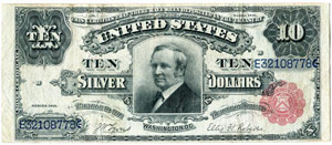 USA - Banknoten - 10 Dollars in Silber 1891. ... 