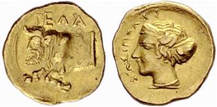 SICILY - Gela - Gold 1 1/3 Litra c. 415/406. ... 