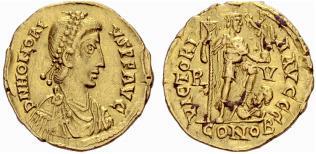 ROMAN EMPIRE - Honorius, 393-423. Solidus n. ... 