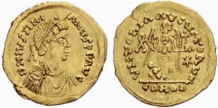 Theoderic, 491-526. Tremissis n. d., Rome. ... 