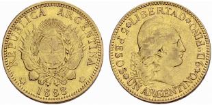 REPUBLIK - 5 Pesos 1888. 8.00 g. Fr. 14. ... 