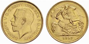 George V. 1910-1936. Half sovereign 1912, ... 