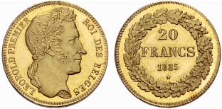 KNIGREICH - Leopold I. 1831-1865. 20 Francs ... 