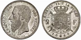KNIGREICH - Leopold II. 1865-1909. 2 Francs ... 