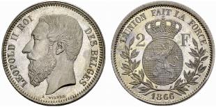 KNIGREICH - Leopold II. 1865-1909. 2 Francs ... 