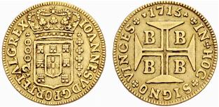 Joo V. 1706-1750. 2000 Reis 1715, Bahia. ... 