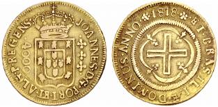 Joo VI. 1799-1822. 4000 Reis 1818, Rio. 7.77 ... 