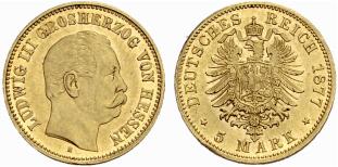 KAISERREICH - Ludwig III. 1848-1877. 5 Mark ... 