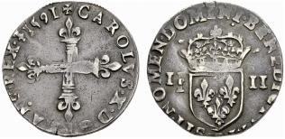 Charles X. 1589-1598. Quart decu 1591. 7.60 ... 