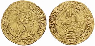 Henry VIII. 1509-1547. Angel o. J. 5.04 g. ... 
