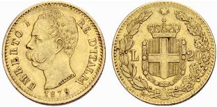 KNIGREICH - Umberto I. 1878-1900. 20 Lire ... 