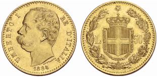 KNIGREICH - Umberto I. 1878-1900. 50 Lire ... 