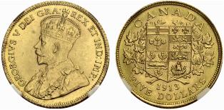 George V. 1910-1936. 5 Dollars 1913. Schl. ... 