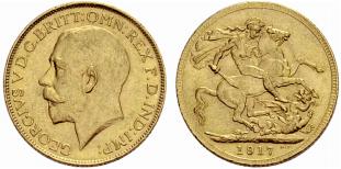 George V. 1910-1936. Sovereign 1917. 7.98 g. ... 