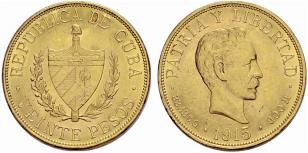 REPUBLIK - 20 Pesos 1915. 33.43 g. Fr. 1. ... 